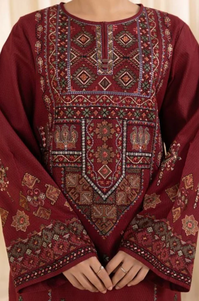 Lawn-3PC Embroidered Shirt with Digital Printed Jacquard Dupatta-5066