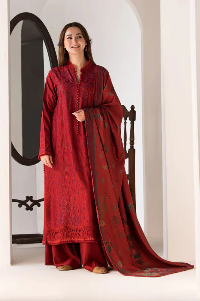 3PC LAWN EMBROIDERED SHIRT WITH DIGITAL PRINTED JACQUARD DUPATTA - 5005 - Sapphire Studios