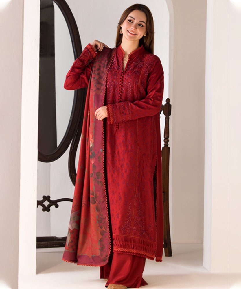 3PC LAWN EMBROIDERED SHIRT WITH DIGITAL PRINTED JACQUARD DUPATTA - 5005 - Sapphire Studios