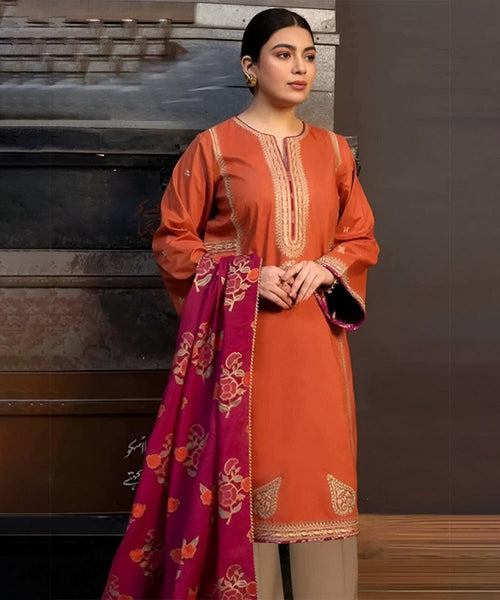 3PC Lawn Embroidered Shirt With Digital Printed Jacquard Dupatta - 5187 - Sapphire Studios