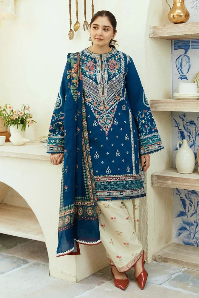 3PC Lawn Embroidered Shirt With Digital Printed Jauqard Dupatta - 5033 - Sapphire Studios