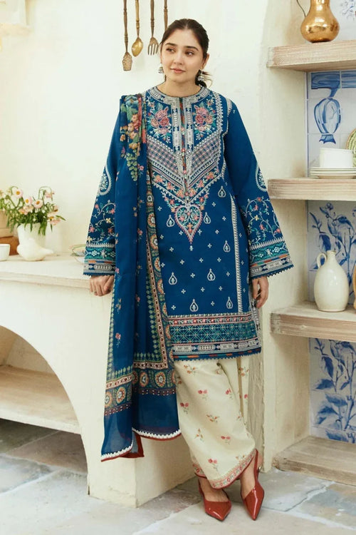 3PC Lawn Embroidered Shirt With Digital Printed Jauqard Dupatta - 5033 - Sapphire Studios