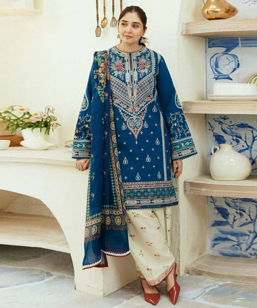 3PC Lawn Embroidered Shirt With Digital Printed Jauqard Dupatta - 5033 - Sapphire Studios