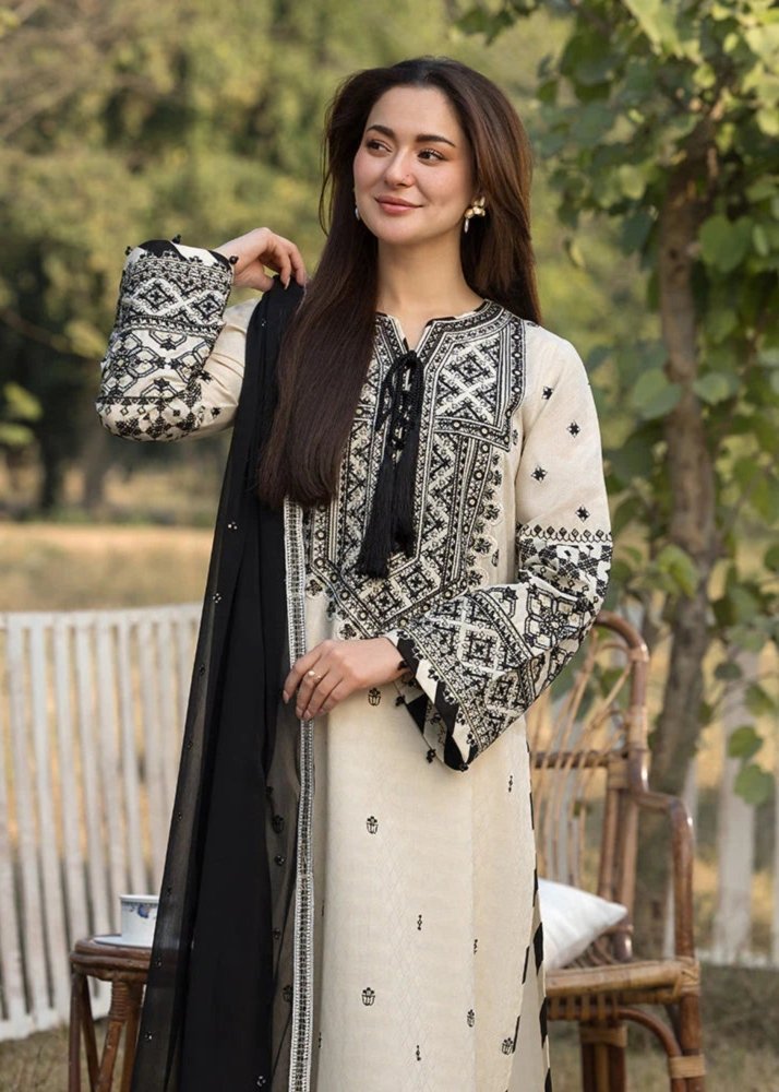 3PC Lawn Embroidered Shirt With Organza Embroidered Dupatta - 5166 - Sapphire Studios