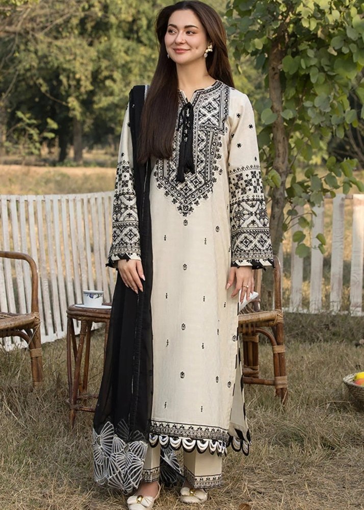 3PC Lawn Embroidered Shirt With Organza Embroidered Dupatta - 5166 - Sapphire Studios