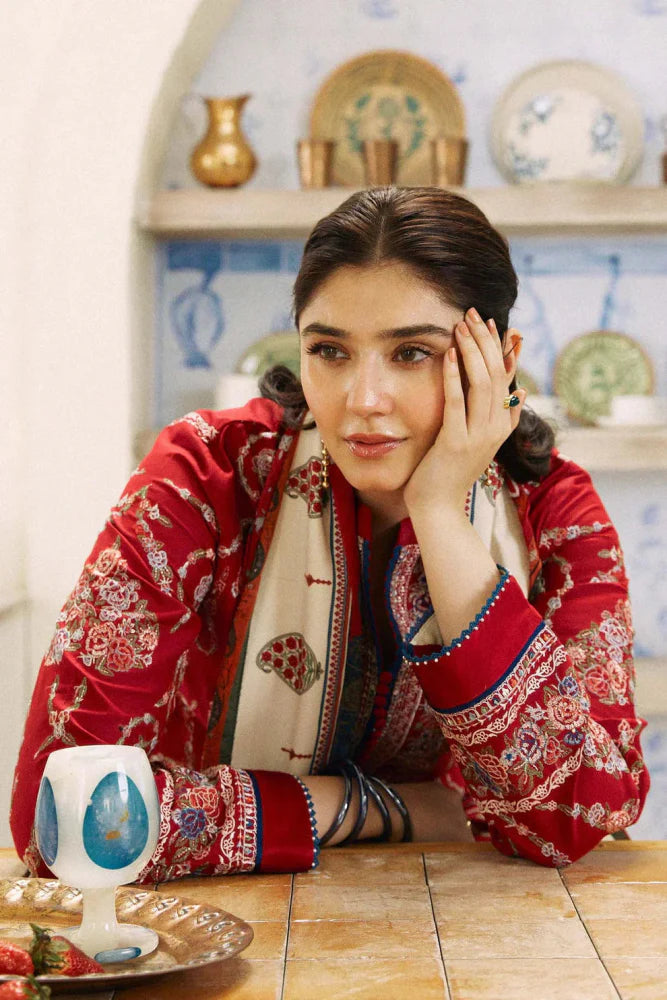 3PC Lawn Embroidered Shirt With Printed Jauqard Dupatta - 5154 - Sapphire Studios
