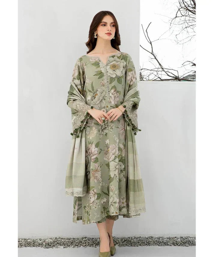 3PC LAWN PRINTED SHIRT WITH LAWN PRINTED DUAPTTA AND TROUSER - 4001 - Sapphire Studios