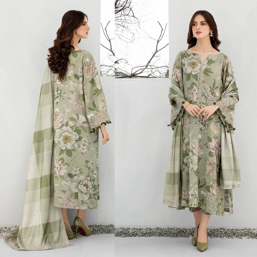 3PC LAWN PRINTED SHIRT WITH LAWN PRINTED DUAPTTA AND TROUSER - 4001 - Sapphire Studios