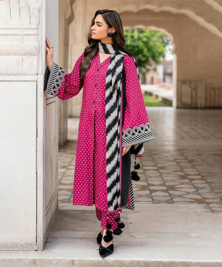 3PC LAWN PRINTED SHIRT WITH LAWN PRINTED DUAPTTA AND TROUSER - 4005 - Sapphire Studios