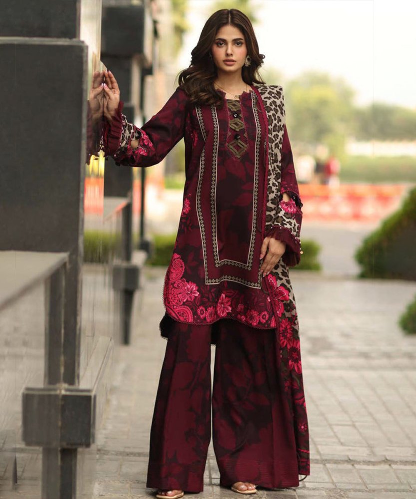 3PC LAWN PRINTED SHIRT WITH VOILE PRINTED DUAPTTA - 4008 - Sapphire Studios