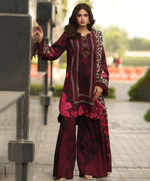 3PC LAWN PRINTED SHIRT WITH VOILE PRINTED DUAPTTA - 4008 - Sapphire Studios