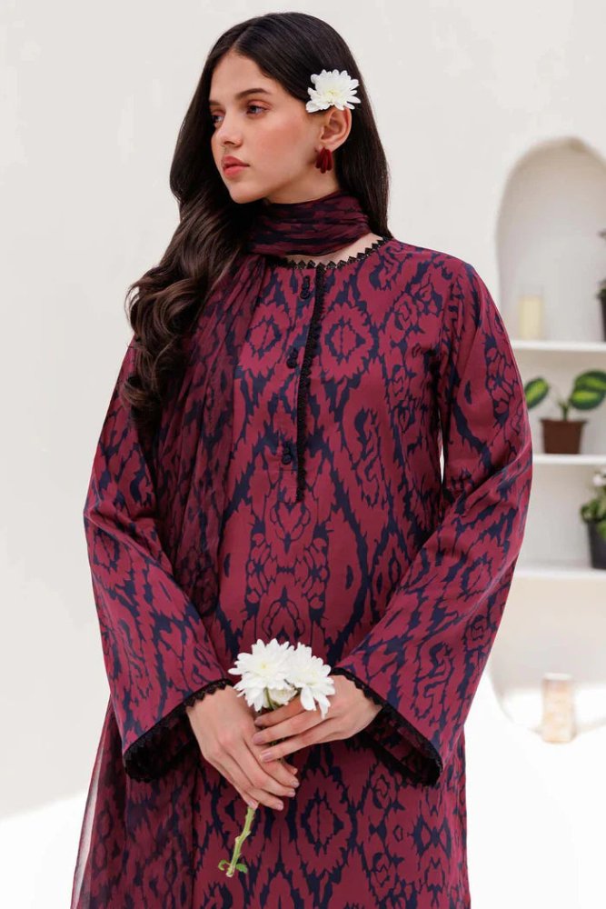3PC LAWN PRINTED SHIRT WITH VOILE PRINTED DUAPTTA - 4015 - Sapphire Studios