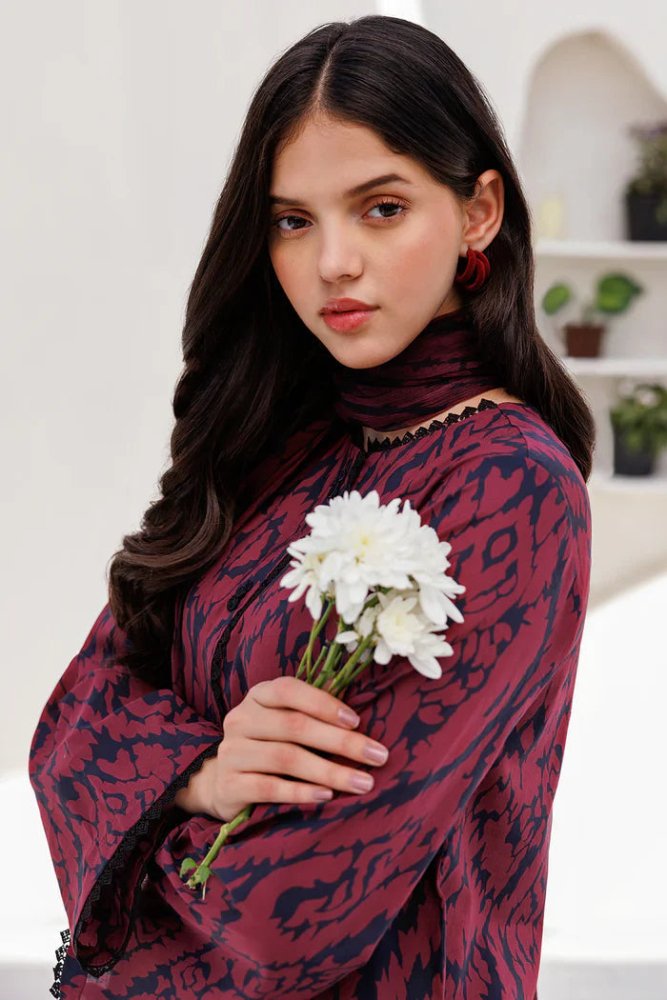 3PC LAWN PRINTED SHIRT WITH VOILE PRINTED DUAPTTA - 4015 - Sapphire Studios
