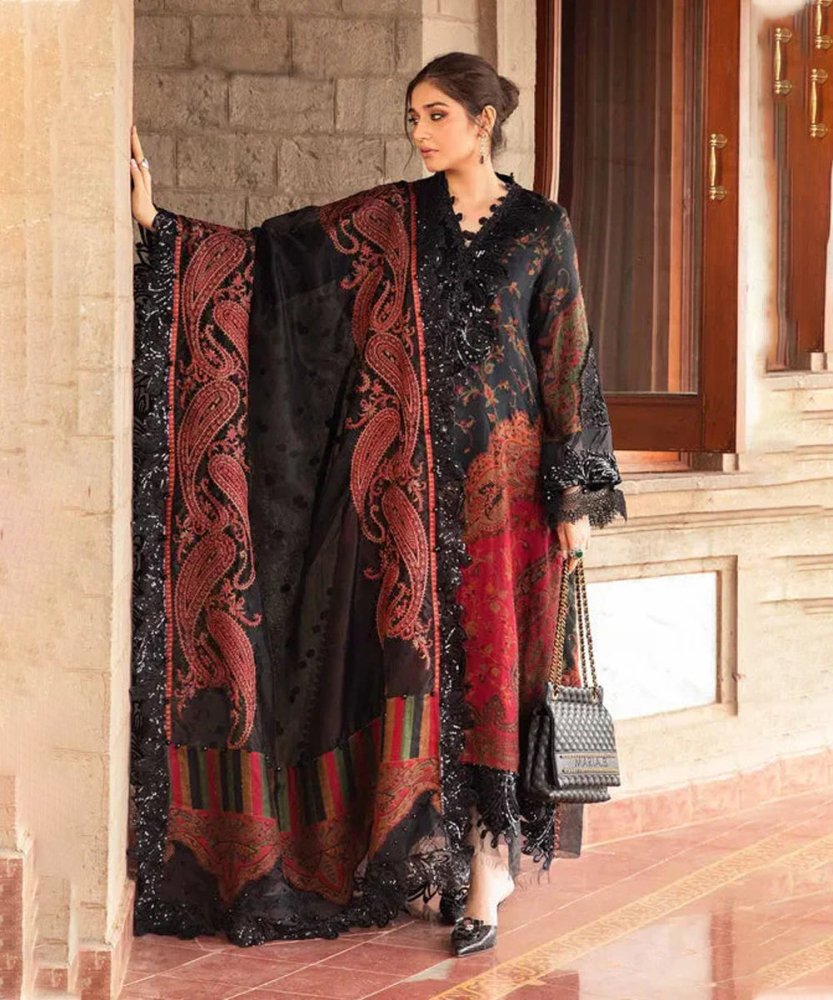 3PC LAWN PRINTED SHIRT WITH VOILE PRINTED DUAPTTA - 4017 - Sapphire Studios