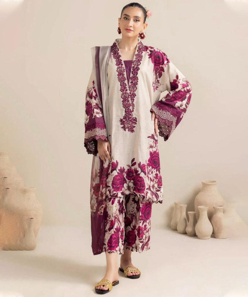 3PC LAWN PRINTED SHIRT WITH VOILE PRINTED DUAPTTA - 4018 - Sapphire Studios
