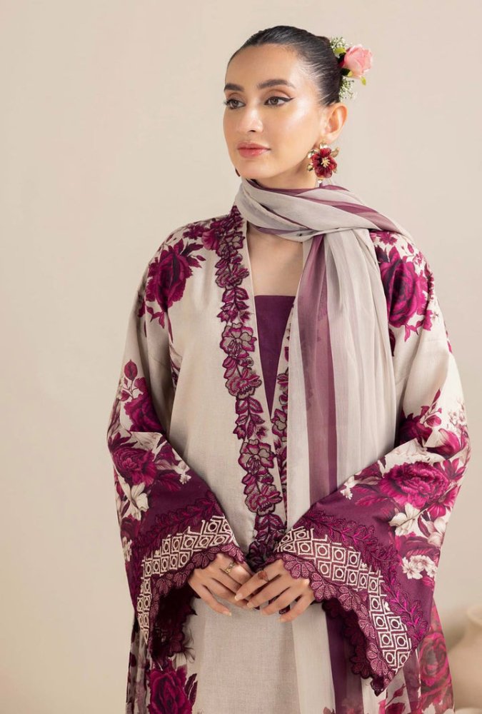 3PC LAWN PRINTED SHIRT WITH VOILE PRINTED DUAPTTA - 4018 - Sapphire Studios