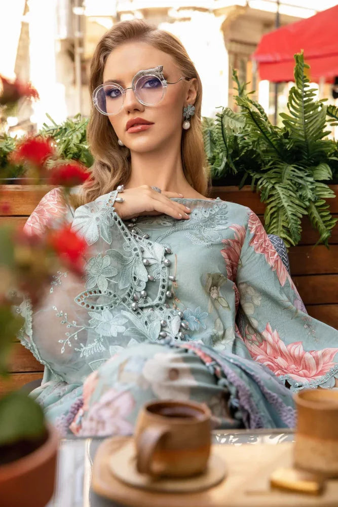 3PC - Printed Lawn Zarri Shirt With Voile Printed Dupatta - 1520 - Sapphire Studios