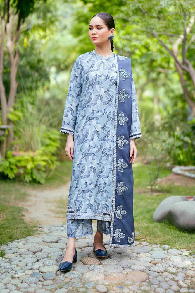 3PC - Printed Lawn Zarri Shirt With Voile Printed Dupatta - 1527 - Sapphire Studios