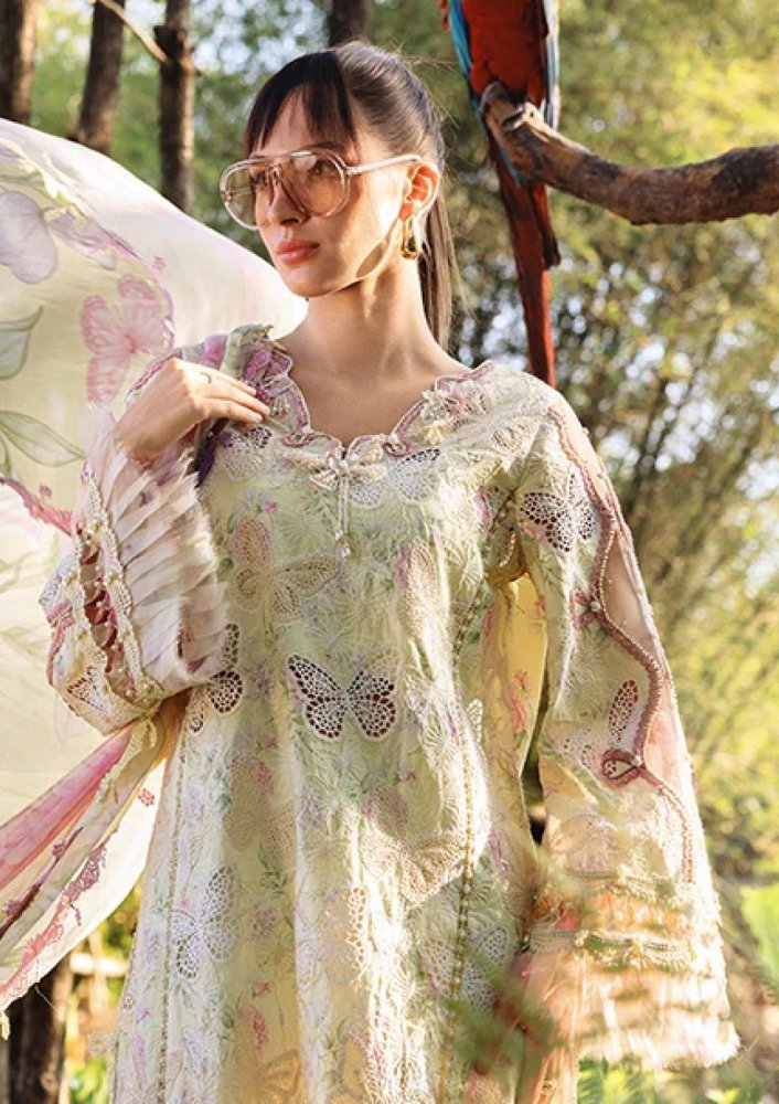 Lawn - 3PC Chikankari Embroidered Shirt With Digital Printed Chiffon Dupatta - 4022 - Sapphire Studios