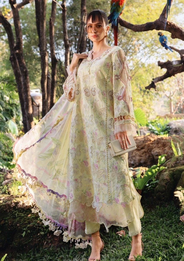 Lawn - 3PC Chikankari Embroidered Shirt With Digital Printed Chiffon Dupatta - 4022 - Sapphire Studios