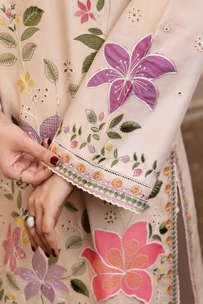 Lawn - 3PC Chikankari Embroidered Shirt With Digital Printed Jacquard Dupatta - 5245 - Sapphire Studios