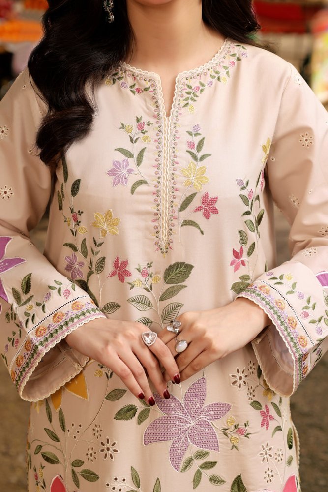 Lawn - 3PC Chikankari Embroidered Shirt With Digital Printed Jacquard Dupatta - 5245 - Sapphire Studios