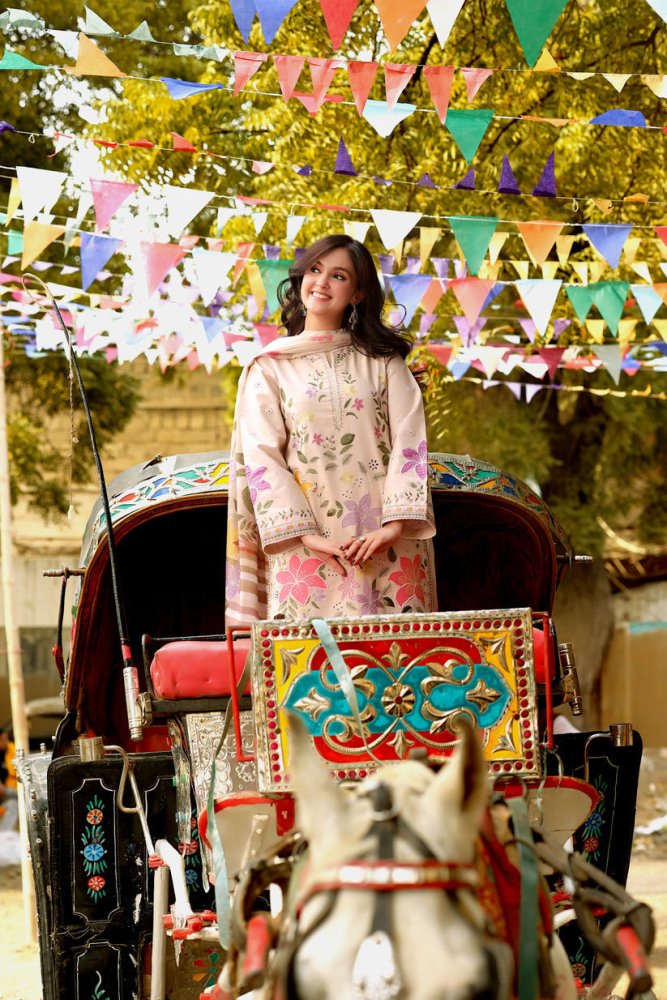 Lawn - 3PC Chikankari Embroidered Shirt With Digital Printed Jacquard Dupatta - 5245 - Sapphire Studios