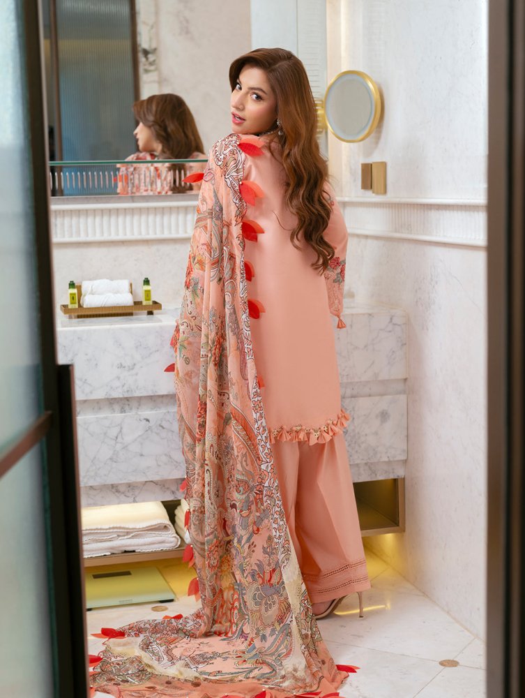 Lawn - 3PC Chikankari Embroidered Shirt With Digital Printed Jacquard Dupatta - 5271 - Sapphire Studios
