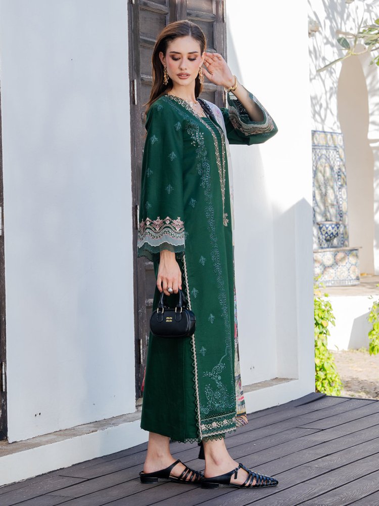 Lawn - 3PC Chikankari Embroidered Shirt With Digital Printed Jacquard Dupatta - 5338 - Sapphire Studios