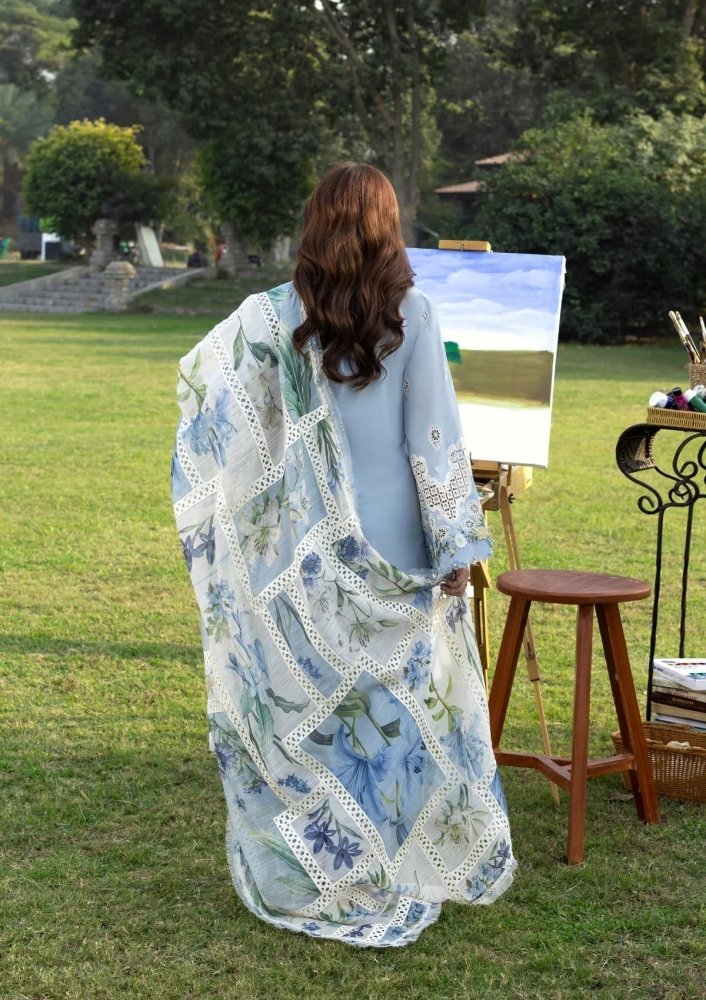 Lawn - 3PC Chikankari Embroidered Shirt With Embroidered Jacquard Dupatta - 5223 - Sapphire Studios