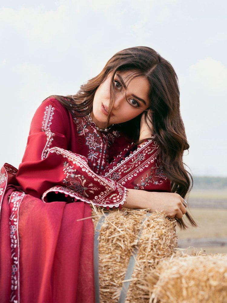 Lawn - 3PC Chikankari Embroidered Shirt With Khadi Net Embroidered Dupatta - 5268 - Sapphire Studios