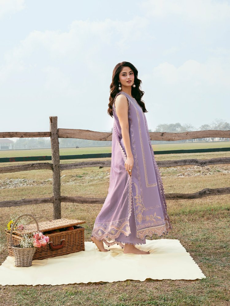 Lawn - 3PC Chikankari Embroidered Shirt With Khadi Net Embroidered Dupatta - 5285 - Sapphire Studios