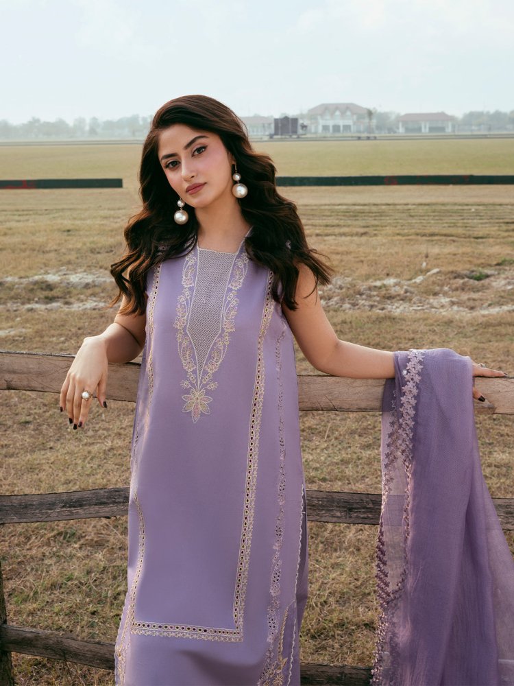 Lawn - 3PC Chikankari Embroidered Shirt With Khadi Net Embroidered Dupatta - 5285 - Sapphire Studios
