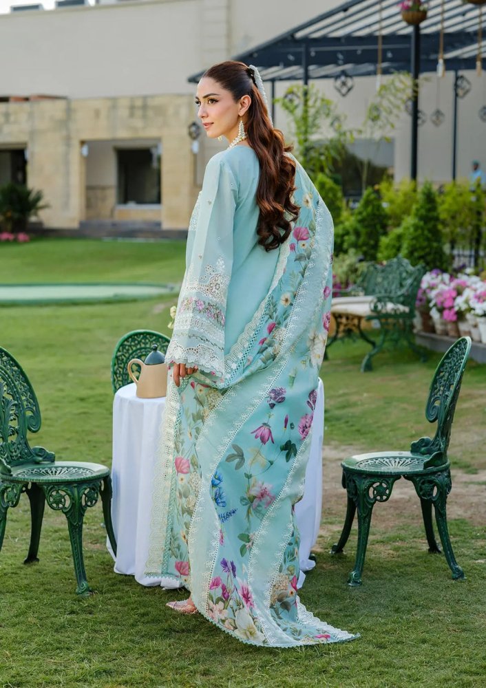 Lawn - 3PC Chikankari Embroidered Shirt With Khadi Net Embroidered Dupatta - 5317 - Sapphire Studios