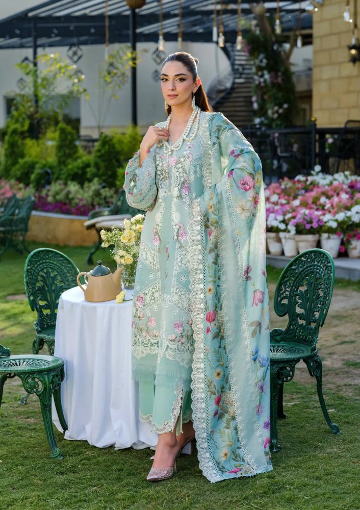 Lawn - 3PC Chikankari Embroidered Shirt With Khadi Net Embroidered Dupatta - 5317 - Sapphire Studios