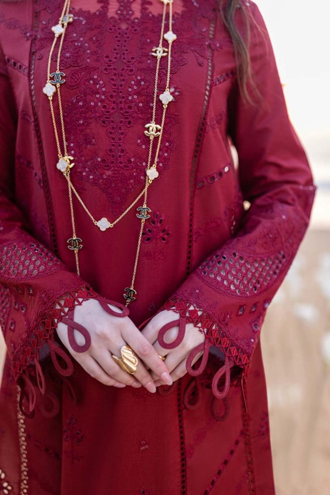Lawn - 3PC Chikankari Embroidered Shirt With Khadi Net Embroidered Dupatta - 5402 - Sapphire Studios