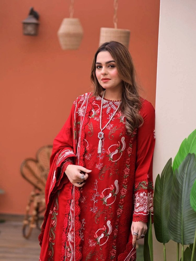 Lawn - 3PC Chikankari Embroidered Shirt With Lawn Embroidered Dupatta - 5244 - Sapphire Studios
