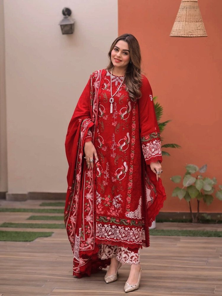 Lawn - 3PC Chikankari Embroidered Shirt With Lawn Embroidered Dupatta - 5244 - Sapphire Studios