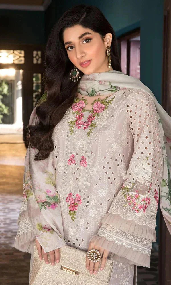 Lawn - 3PC Chikankari Embroidered With Digital Printed Dupatta - 5199 - Sapphire Studios