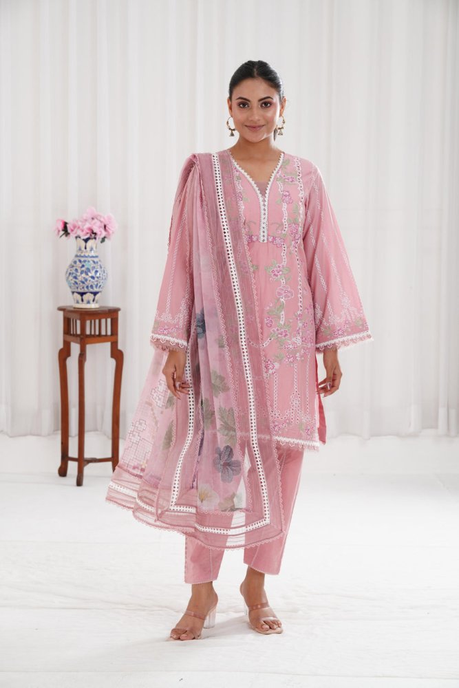 Lawn - 3PC Chikankari Embroidered With Digital Printed Jacquard Dupatta - 5159 - Sapphire Studios