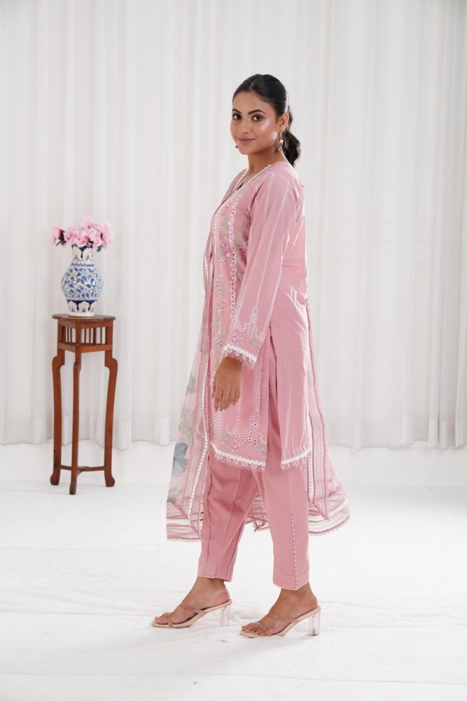 Lawn - 3PC Chikankari Embroidered With Digital Printed Jacquard Dupatta - 5159 - Sapphire Studios