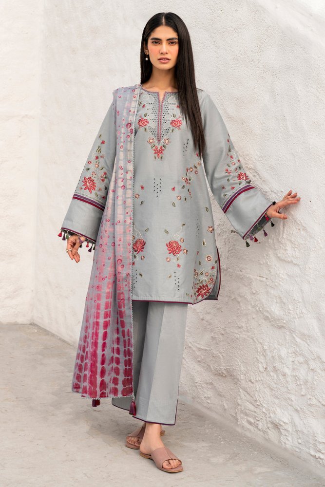Lawn - 3PC Chikankari Embroidered With Digital Printed Jacquard Dupatta - 5192 - Sapphire Studios
