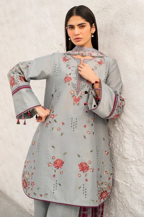 Lawn - 3PC Chikankari Embroidered With Digital Printed Jacquard Dupatta - 5192 - Sapphire Studios