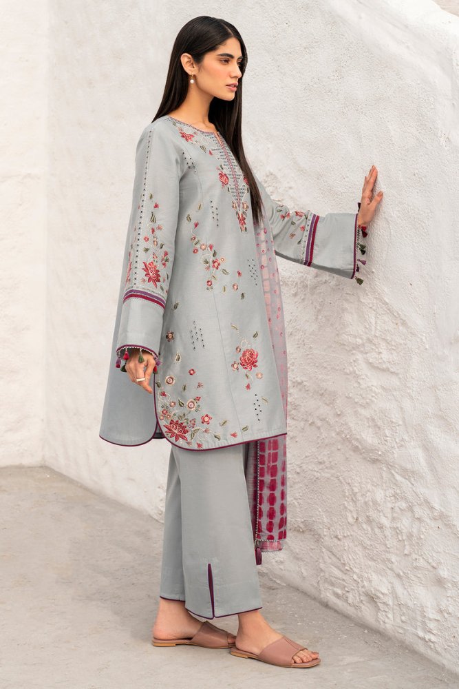 Lawn - 3PC Chikankari Embroidered With Digital Printed Jacquard Dupatta - 5192 - Sapphire Studios
