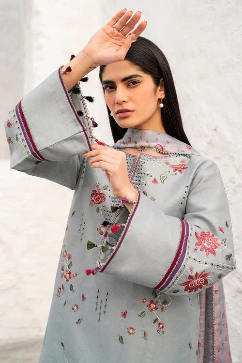 Lawn - 3PC Chikankari Embroidered With Digital Printed Jacquard Dupatta - 5192 - Sapphire Studios