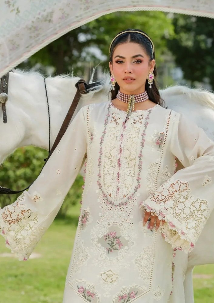Lawn - 3PC Chikankari Embroidered With Digital Printed Jacquard Dupatta - 5202 - Sapphire Studios