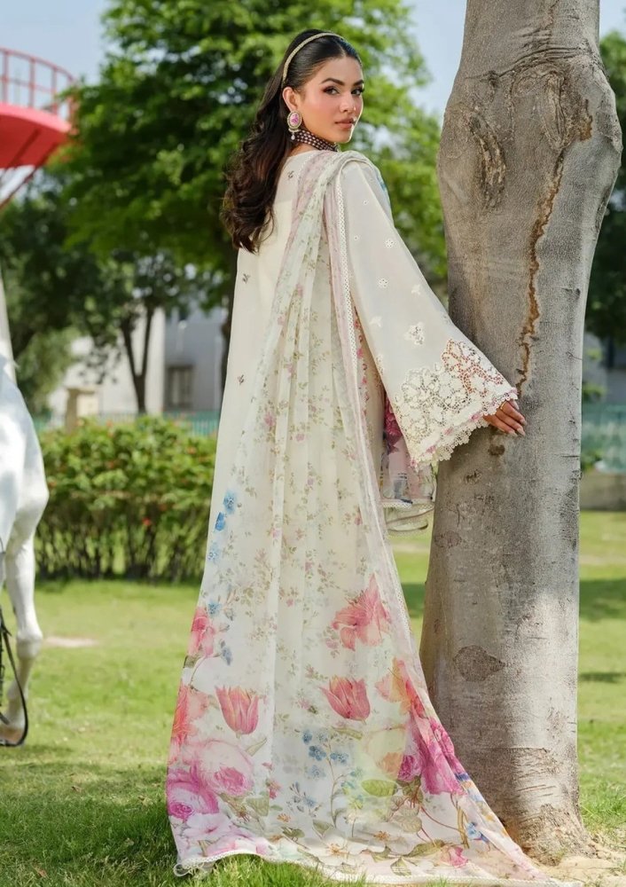 Lawn - 3PC Chikankari Embroidered With Digital Printed Jacquard Dupatta - 5202 - Sapphire Studios