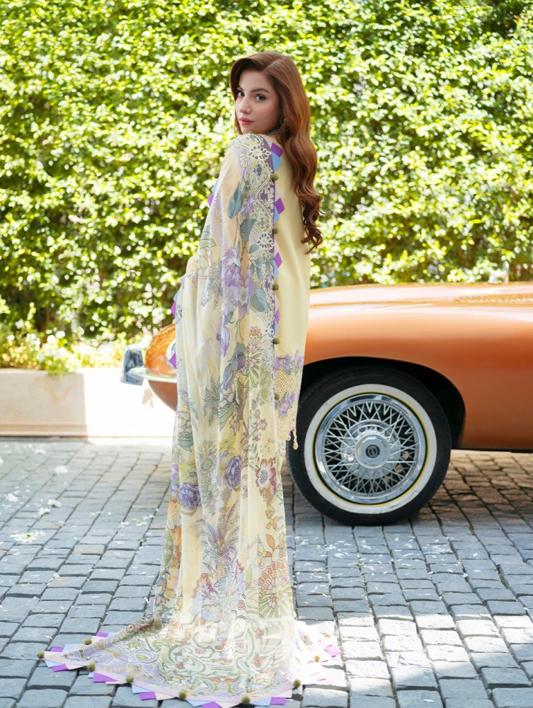 Lawn - 3PC Chikankari Embroidered With Digital Printed Jacquard Dupatta - 5239 - Sapphire Studios