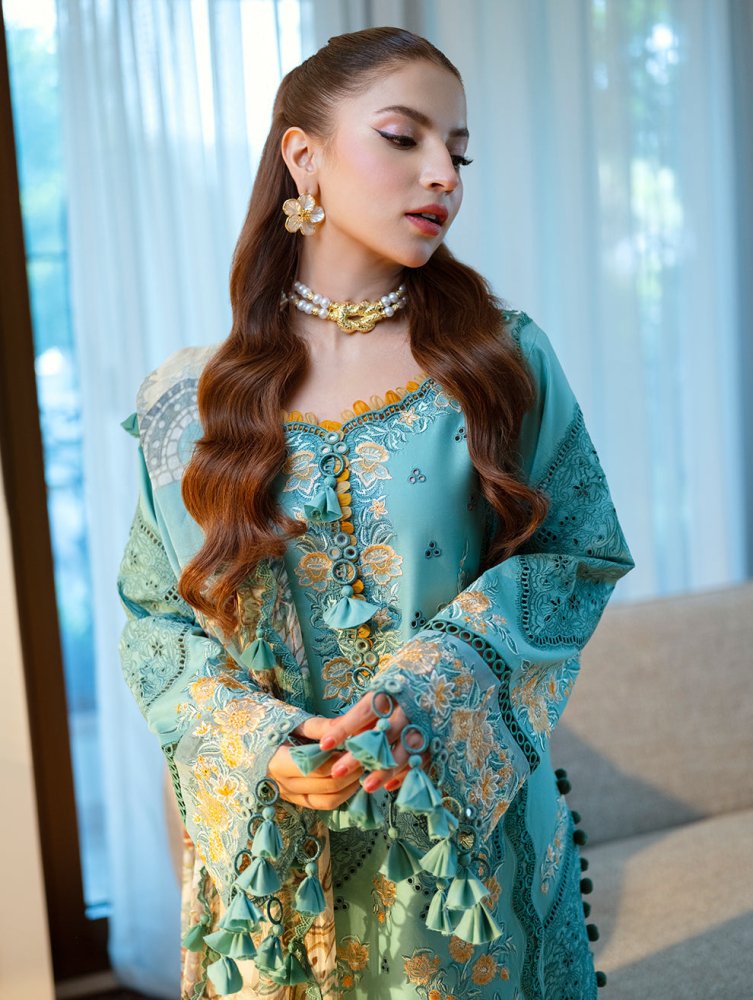 Lawn - 3PC Chikankari Embroidered With Digital Printed Jacquard Dupatta - 5282 - Sapphire Studios