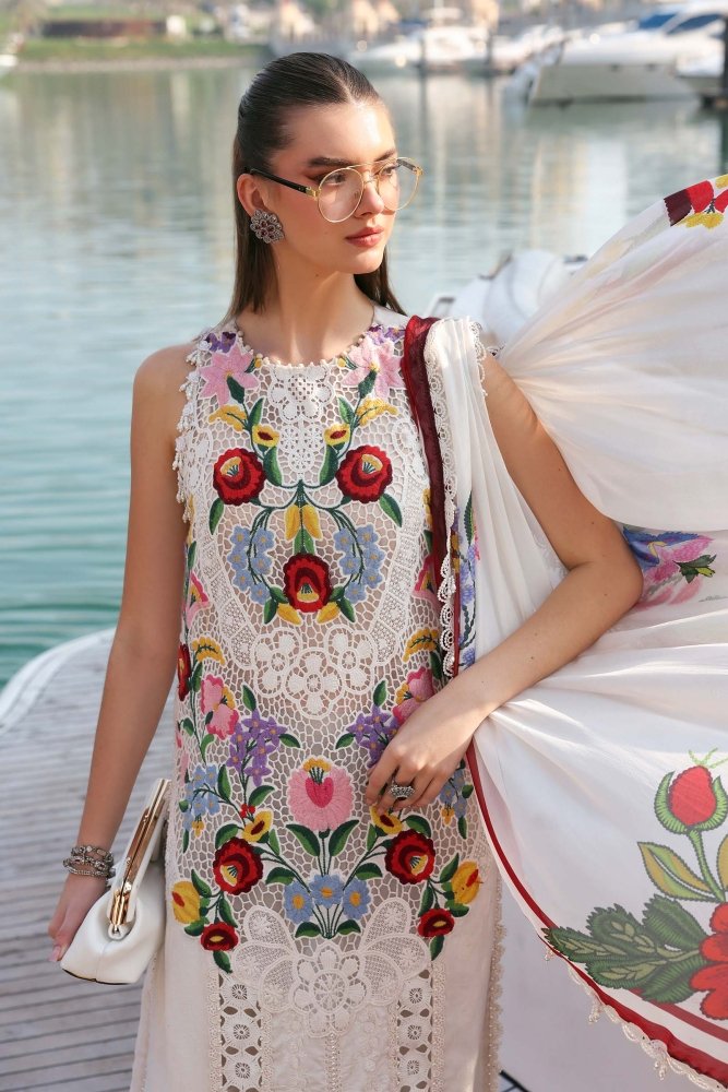 Lawn - 3PC Chikankari Embroidered With Digital Printed Jacquard Dupatta - 5304 - Sapphire Studios